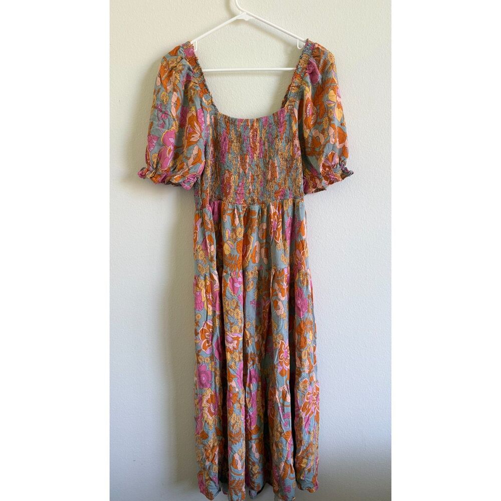 ZESICA Women’s Large Floral Smocked Maxi Dress   Boho Cottagecore